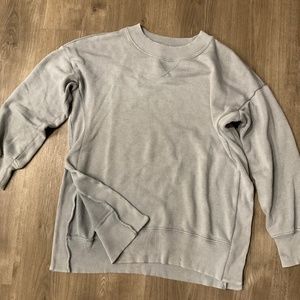 Light Blue tunic crew neck sweatshirt with side slits